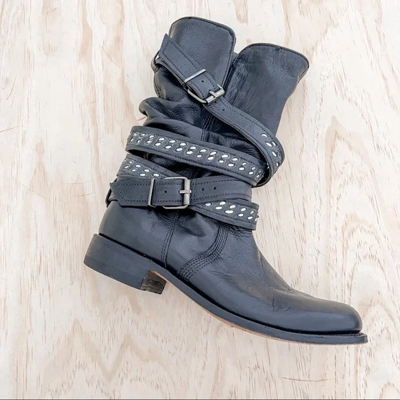 Rare style - Sendra leather boots with straps with buckle & rivets, size 7.5 - Picture 2 of 13